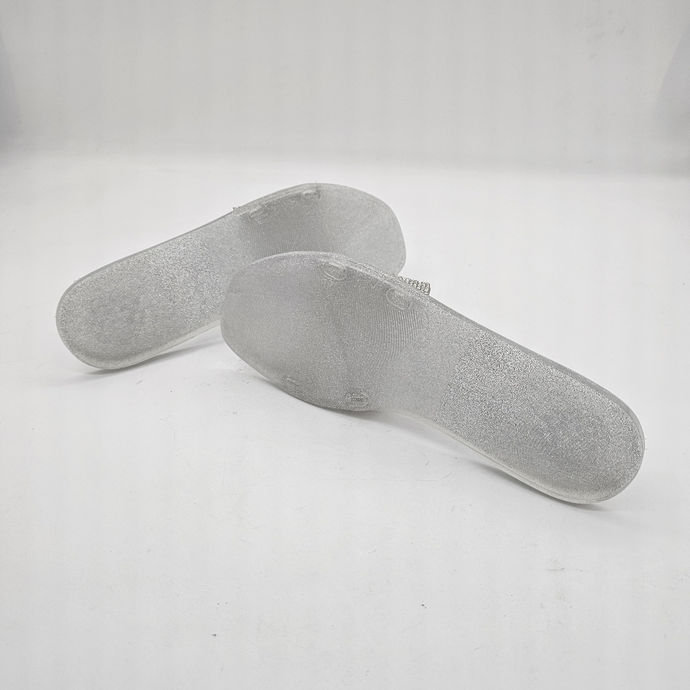 NIB Vince Camuto Embellished Metallic Silver Sparkle Jaquell Jelly Slide Sandal - Picture 15 of 15